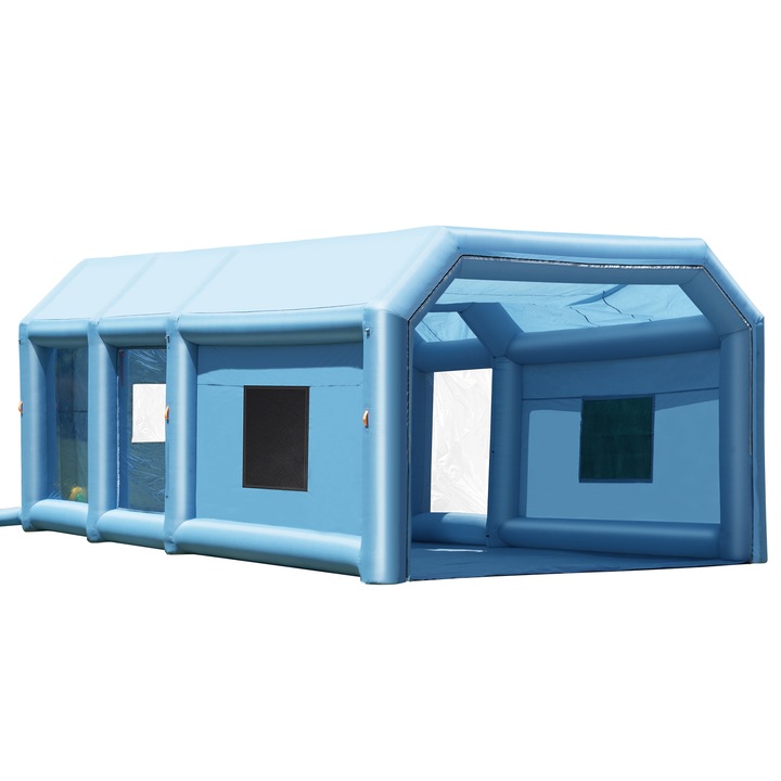 VEVOR Nafukovací striekací box 9 x 4,8 x 3,6 m s dúchadlami 950W + 750W - Vrchný