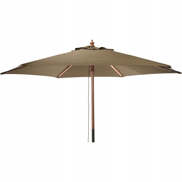 ZÁHRADNÝ SLNEČNÍK DREVENÝ HNEDÝ Ø 250 CM POLYESTER 180 G/M2 FSC