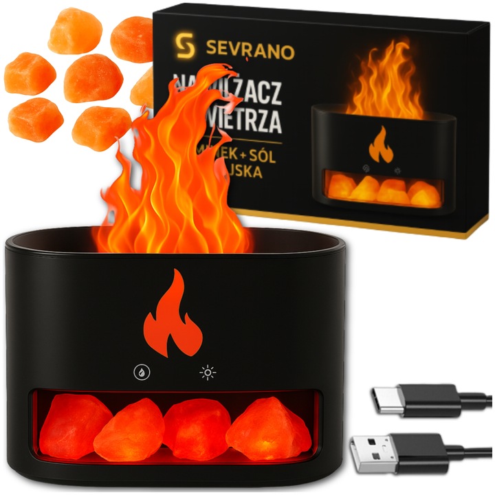 ZVLHČOVAČ VZDUCHU KOMÍN DIFUZÉR NOČNÁ LAMPA LED SOĽ PLAMEŇ AKCIA