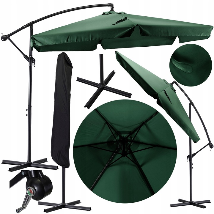 Záhradný Slnečník skladací, veľký na plážovú terasu, poťah AKRON zelený AKCIA