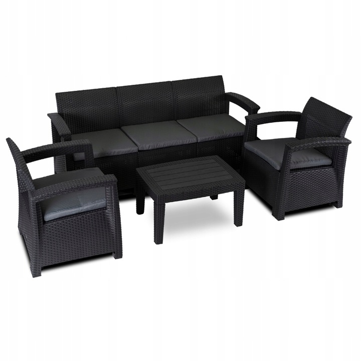 Záhradný Nábytok: 2x Pohovka, Kreslo, Stôl - Súprava na Terasa/Záhradu BRANDON