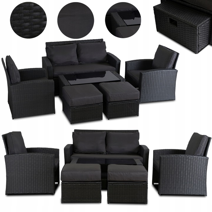 Zostava záhradného nábytku Technorattan Na Terasa Záhrada Súprava Sivá FLORYDA